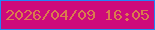 文字の大きさ：3、枠の色：2185f7、背景の色：cd0a7b、文字の色：da7b4e 無料ブログパーツのブログ時計