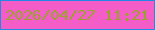 文字の大きさ：2、枠の色：2188e5、背景の色：f45cc7、文字の色：9c9f32 無料ブログパーツのブログ時計