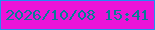文字の大きさ：1、枠の色：218df1、背景の色：eb14d8、文字の色：077d97 無料ブログパーツのブログ時計