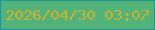 文字の大きさ：4、枠の色：219790、背景の色：51b37a、文字の色：d0b12d 無料ブログパーツのブログ時計