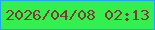 文字の大きさ：2、枠の色：21a4ff、背景の色：34f04f、文字の色：7b3e35 無料ブログパーツのブログ時計