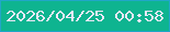 文字の大きさ：3、枠の色：21a6c8、背景の色：0eb490、文字の色：f1e9fa 無料ブログパーツのブログ時計