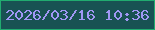 文字の大きさ：4、枠の色：21ab70、背景の色：185253、文字の色：a097f5 無料ブログパーツのブログ時計