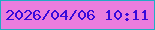 文字の大きさ：1、枠の色：21acc4、背景の色：ea7dde、文字の色：3809db 無料ブログパーツのブログ時計