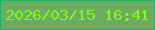 文字の大きさ：3、枠の色：21b164、背景の色：6faa61、文字の色：79fd1e 無料ブログパーツのブログ時計