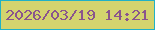 文字の大きさ：1、枠の色：21b1c6、背景の色：d4d46e、文字の色：8a558d 無料ブログパーツのブログ時計