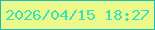 文字の大きさ：2、枠の色：21b8bd、背景の色：ebf88a、文字の色：38e1b8 無料ブログパーツのブログ時計