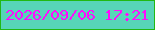 文字の大きさ：1、枠の色：21b913、背景の色：57d5b8、文字の色：ff0bfd 無料ブログパーツのブログ時計