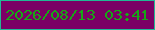 文字の大きさ：1、枠の色：21b995、背景の色：7b0065、文字の色：16a815 無料ブログパーツのブログ時計