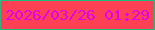 文字の大きさ：1、枠の色：21bc7d、背景の色：fd4054、文字の色：df01f1 無料ブログパーツのブログ時計