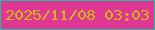文字の大きさ：4、枠の色：21bd9f、背景の色：e03694、文字の色：ccb714 無料ブログパーツのブログ時計