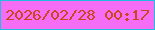 文字の大きさ：2、枠の色：21bdde、背景の色：f56cf5、文字の色：cb451e 無料ブログパーツのブログ時計