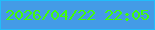 文字の大きさ：4、枠の色：21bdfa、背景の色：449be6、文字の色：42fd08 無料ブログパーツのブログ時計