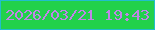 文字の大きさ：4、枠の色：21becc、背景の色：22d14b、文字の色：c285e7 無料ブログパーツのブログ時計