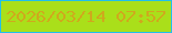 文字の大きさ：2、枠の色：21c0eb、背景の色：aadf1a、文字の色：cfa91d 無料ブログパーツのブログ時計
