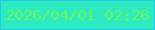 文字の大きさ：1、枠の色：21caea、背景の色：2cebc1、文字の色：68f362 無料ブログパーツのブログ時計