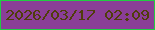 文字の大きさ：4、枠の色：21cc43、背景の色：8a3e97、文字の色：503d0b 無料ブログパーツのブログ時計
