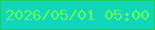 文字の大きさ：5、枠の色：21cd56、背景の色：11d6b7、文字の色：65fe58 無料ブログパーツのブログ時計