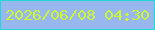 文字の大きさ：2、枠の色：21d8d6、背景の色：97b7ee、文字の色：ccf92e 無料ブログパーツのブログ時計