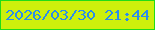 文字の大きさ：2、枠の色：21dc17、背景の色：cdf00c、文字の色：2c8dea 無料ブログパーツのブログ時計