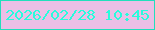 文字の大きさ：5、枠の色：21dfbc、背景の色：ebbfe6、文字の色：29fcdc 無料ブログパーツのブログ時計