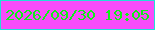 文字の大きさ：3、枠の色：21e0d5、背景の色：f84cfa、文字の色：0fef1a 無料ブログパーツのブログ時計