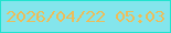 文字の大きさ：4、枠の色：21e3ce、背景の色：84e5ec、文字の色：edbd59 無料ブログパーツのブログ時計