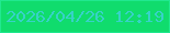 文字の大きさ：4、枠の色：21e88f、背景の色：10dc6d、文字の色：37d2c7 無料ブログパーツのブログ時計