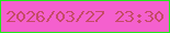 文字の大きさ：1、枠の色：21e91b、背景の色：f460ce、文字の色：c54b67 無料ブログパーツのブログ時計