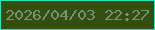 文字の大きさ：2、枠の色：21e9bb、背景の色：354d0e、文字の色：6e9778 無料ブログパーツのブログ時計