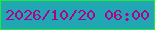 文字の大きさ：2、枠の色：21ea36、背景の色：21a6b3、文字の色：ab0389 無料ブログパーツのブログ時計