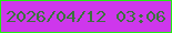 文字の大きさ：4、枠の色：21ee11、背景の色：ce37ec、文字の色：3a733c 無料ブログパーツのブログ時計