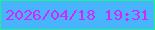 文字の大きさ：2、枠の色：21ee94、背景の色：48b4fe、文字の色：ce2afc 無料ブログパーツのブログ時計