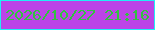 文字の大きさ：1、枠の色：21eff5、背景の色：bc44e7、文字の色：32c240 無料ブログパーツのブログ時計