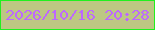文字の大きさ：3、枠の色：21f01f、背景の色：bdc783、文字の色：bd68fe 無料ブログパーツのブログ時計