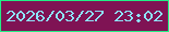文字の大きさ：2、枠の色：21f086、背景の色：7f1354、文字の色：8de4fb 無料ブログパーツのブログ時計