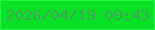 文字の大きさ：4、枠の色：21f442、背景の色：09e125、文字の色：3fa45a 無料ブログパーツのブログ時計