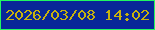 文字の大きさ：4、枠の色：21f760、背景の色：082798、文字の色：c8b20d 無料ブログパーツのブログ時計