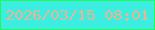 文字の大きさ：5、枠の色：21fa50、背景の色：3ceee2、文字の色：ebb594 無料ブログパーツのブログ時計