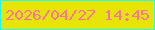 文字の大きさ：1、枠の色：21fbff、背景の色：e7e500、文字の色：f975a7 無料ブログパーツのブログ時計