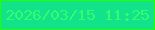文字の大きさ：2、枠の色：21ff00、背景の色：12e28a、文字の色：33fc6f 無料ブログパーツのブログ時計
