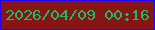 文字の大きさ：4、枠の色：2203fa、背景の色：881515、文字の色：1cbc67 無料ブログパーツのブログ時計