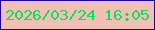 文字の大きさ：3、枠の色：220696、背景の色：f0bfb5、文字の色：0fdf58 無料ブログパーツのブログ時計