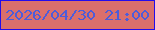 文字の大きさ：4、枠の色：220cec、背景の色：da6f6c、文字の色：4d5cda 無料ブログパーツのブログ時計
