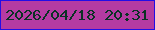 文字の大きさ：3、枠の色：220de6、背景の色：b53ba2、文字の色：0a3224 無料ブログパーツのブログ時計