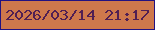 文字の大きさ：4、枠の色：221281、背景の色：ce784c、文字の色：501f53 無料ブログパーツのブログ時計