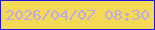文字の大きさ：4、枠の色：2212de、背景の色：f4d957、文字の色：bea8ec 無料ブログパーツのブログ時計
