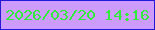 文字の大きさ：1、枠の色：2219db、背景の色：cc9bfc、文字の色：32ea3b 無料ブログパーツのブログ時計