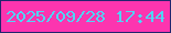 文字の大きさ：4、枠の色：22256e、背景の色：fc35af、文字の色：51d4f5 無料ブログパーツのブログ時計