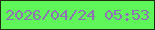 文字の大きさ：5、枠の色：222c10、背景の色：5ef658、文字の色：9071b5 無料ブログパーツのブログ時計